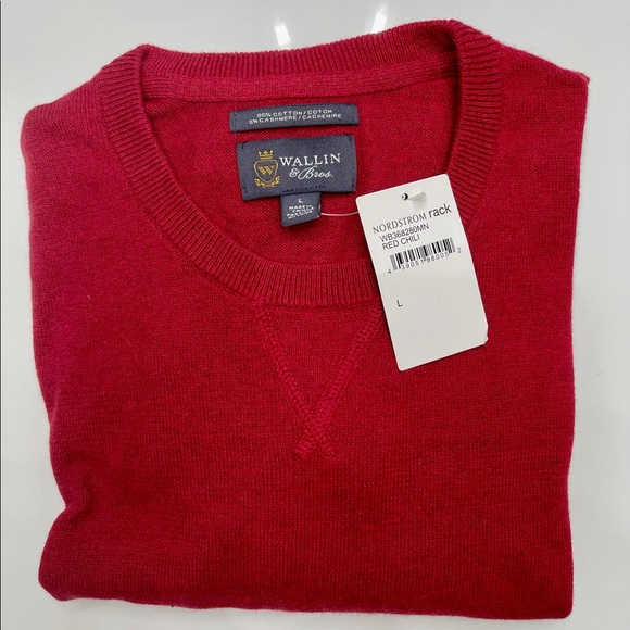 Men’s Wallin & Bros. Red Chilli Swester cotton/cashmere Large
